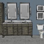 Detailed 3D rendering of a bathroom remodel featuring tile, vanity, and lighting choices as part of conceptualization services offered by Denver Design Group.