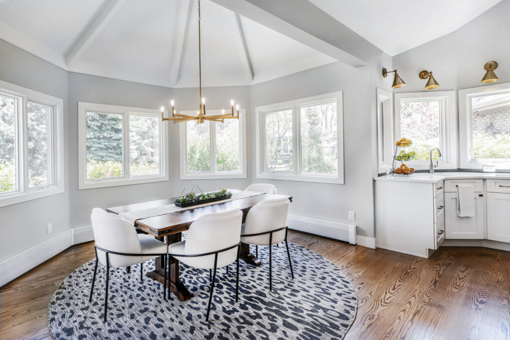 Denver dining room remodel showing open floor plan designed for flow