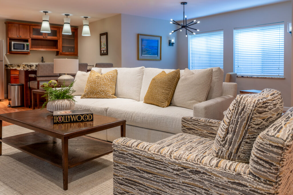 Lower level game room with wet bar and custom Century seating Lone Tree Colorado