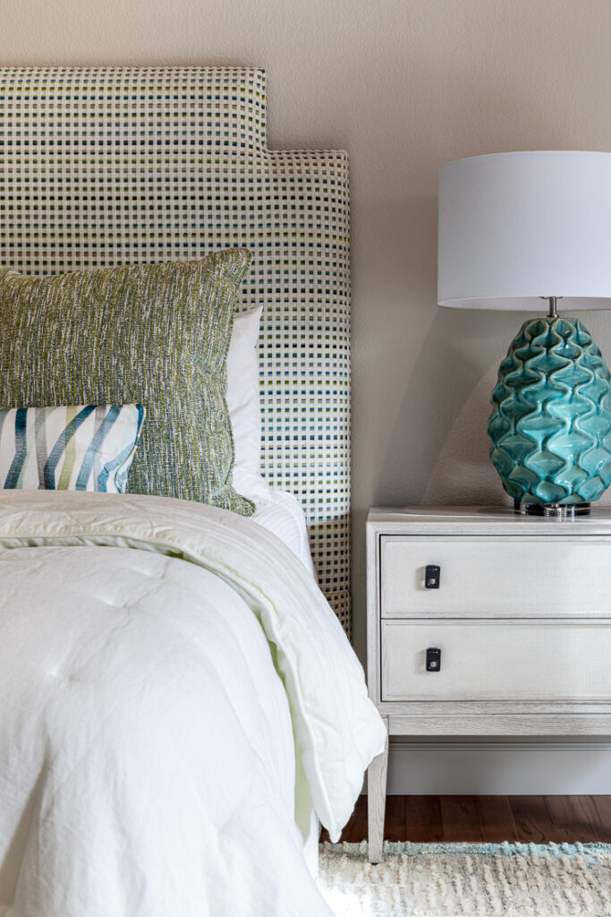 Primary suite Massoud headboard detail Lone Tree Colorado