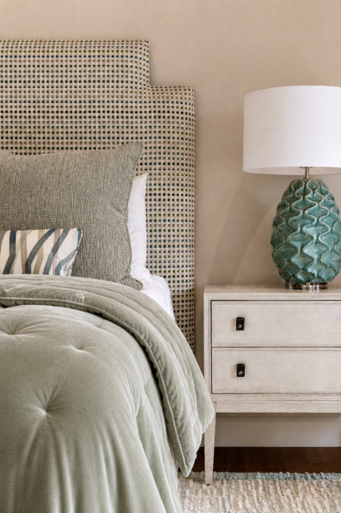 Primary suite Massoud headboard detail Lone Tree Colorado