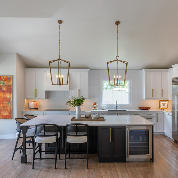 Remodeled kitchen with large island French door and natural light Greenwood Village Colorado Denver Design Group